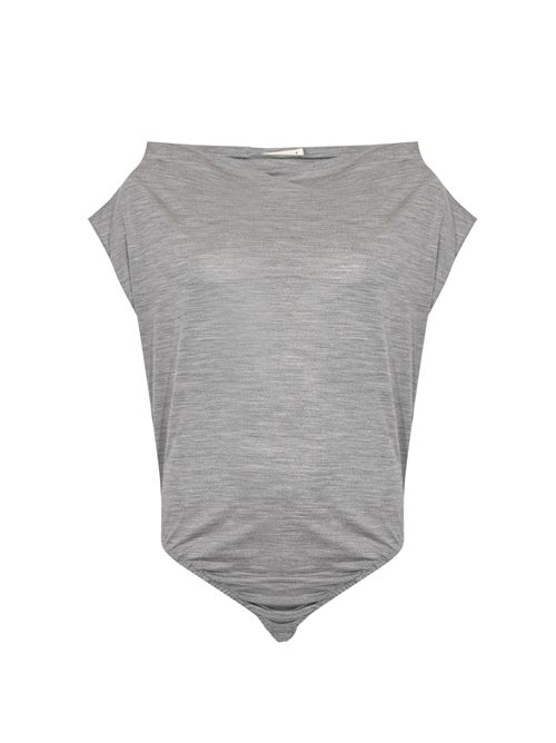 The Off-Shoulder Body in jersey di lana Grigio melange Patrizia Pepe | 8M1757 J249S119